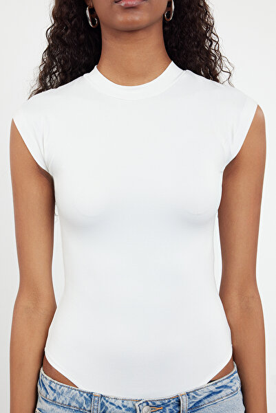 Trendyol Collection Flexible Knitted Body - Stand Collar, Ecru, Body Fitting TWOAW25BD00003