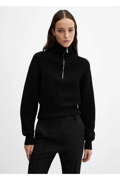MANGO Woman Pulover cu guler cu fermoar
