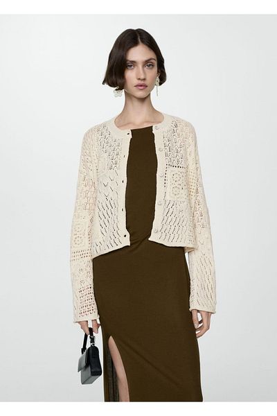 MANGO Woman Buttoned Openwork Cardigan