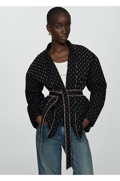 MANGO Woman Prošívaná bunda - Detailně vyšívaná