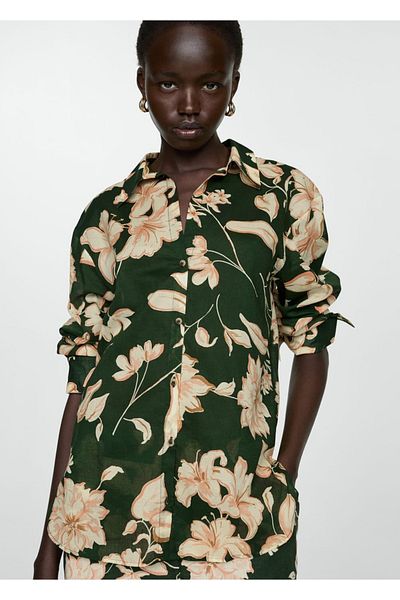 MANGO Woman Cămașă din bumbac cu modele florale
