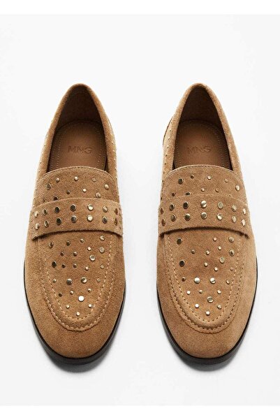 MANGO Woman Kožené mokasíny - model s cvočky