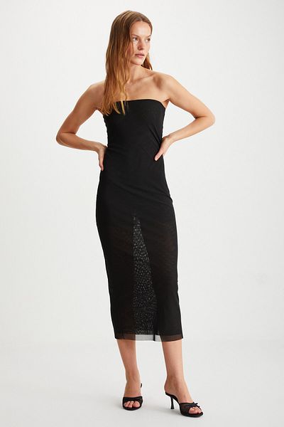 GRIMELANGE Apolline Women's - Black Off-the-shoulder 100% Polyester Dress