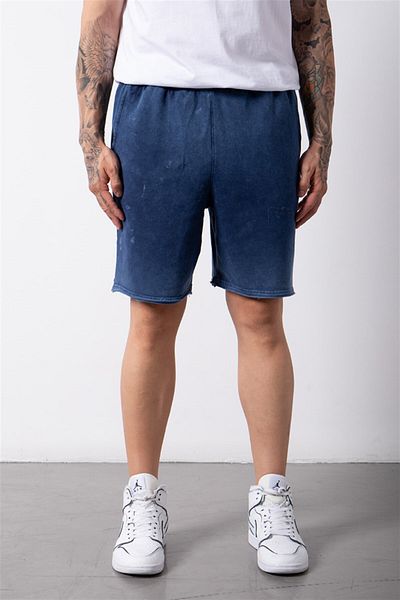 Machinist Basic Washed υφασμάτινο σορτς με τσέπες και ελαστική μέση Indigo