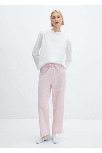 MANGO Woman Zweiteiliger gestreifter Baumwollpyjama