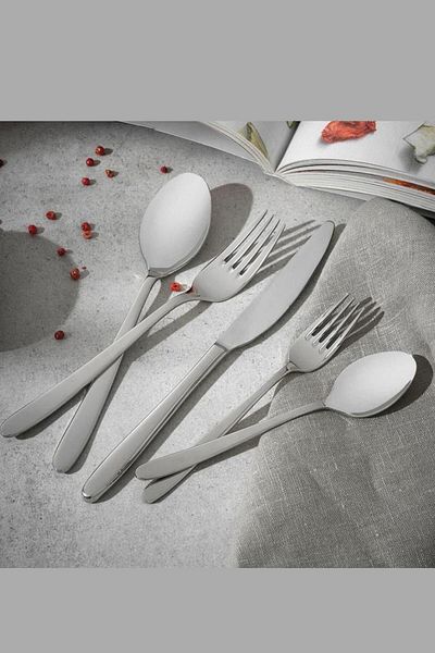 Hisar Side 30 Piece Steel Fork Spoon Knife Set