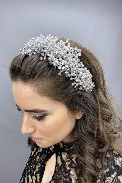 Hayalperest boncuk Light Gray Pollux Crystal Stone Henna and Bridal Crown