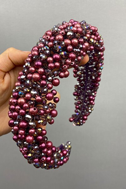 Hayalperest boncuk Burgundy Janjan Leal Curved Crystal and Pearl Bridal Hair ...