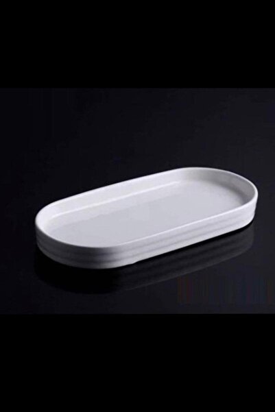 AROW Pure Porselen Oval Çerezlik Sunumluk Tabak 20x12 Cm