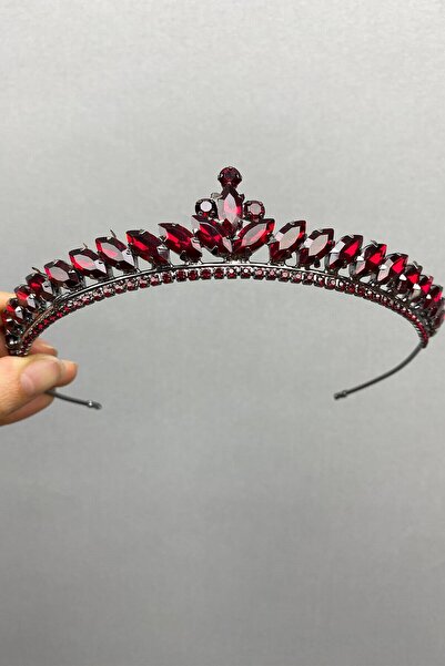 Hayalperest boncuk Bridal Accessory Claret Red Ece Model Thin Bridal Henna Crown