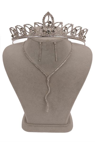 Hayalperest boncuk Venus ondulat, elegant, rochie de seară din piatră de cristal, set de cercei colier și coroană de mireasă din frunze