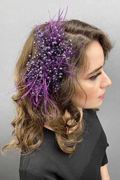 Hayalperest boncuk Accesoriu pentru păr cu mărgele de cristal și pene