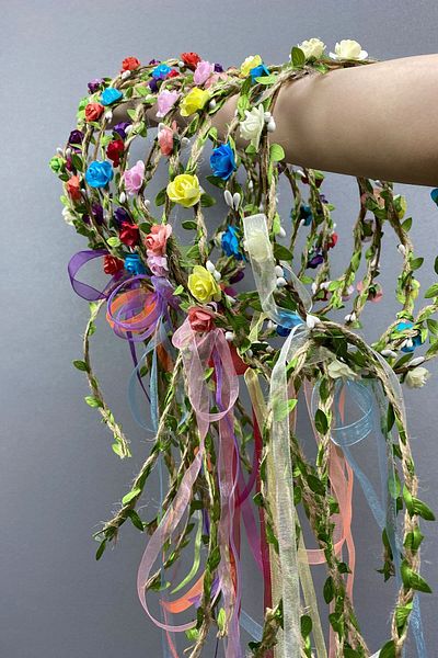 Hayalperest boncuk Colorful Paper Bridesmaid Crown with Rose and Leaves and Gift Children's Crown 10 Pieces