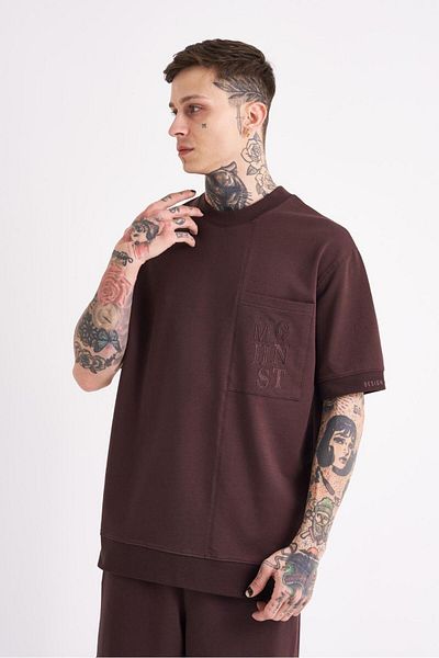Machinist Ανδρικό μπλουζάκι MCHNST Design Basic Oversize καφέ
