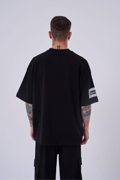 Machinist Ανδρικό μπλουζάκι Born Again Eye με τύπωμα oversized Μαύρο