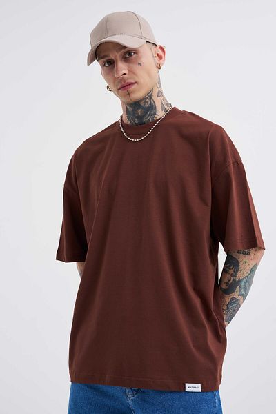 Machinist Ανδρικό μπλουζάκι Basic Super Cotton Oversize Chocolate