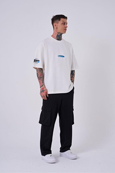 Machinist Men's Born Again Eye Printed Oversize Ecru T-Shirt