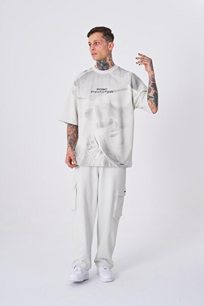 Machinist Ανδρικό μπλουζάκι με εμπριμέ υπερμεγέθη γκρι