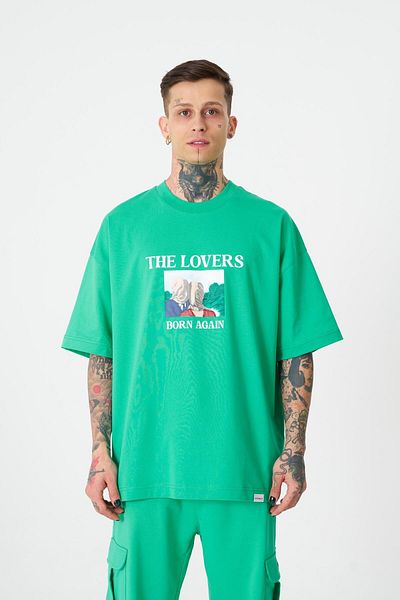 Machinist Ανδρικό μπλουζάκι The Lovers Printed Oversize ανοιχτό πράσινο