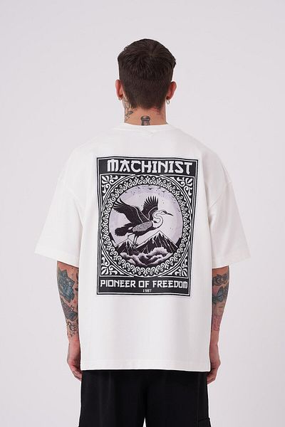Machinist Ανδρικό μπλουζάκι εκρού με στάμπα Crane Patch