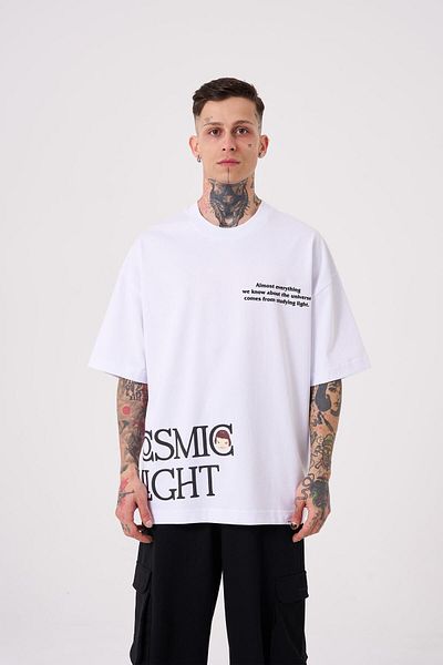 Machinist Ανδρικό λευκό μπλουζάκι Cosmic Light Printed Oversize