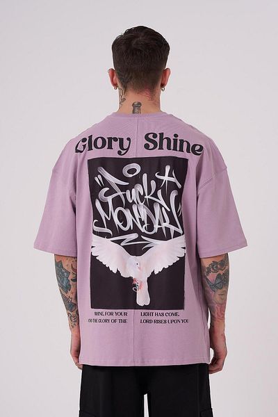 Machinist Ανδρικό μπλουζάκι με στάμπα Glory Shine Oversize λιλά