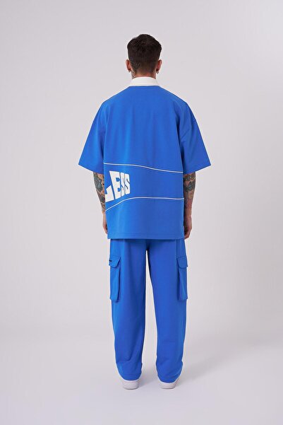 Machinist Ανδρικό μπλουζάκι Endless με τύπωμα Polo με λαιμόκοψη γαλάζιο