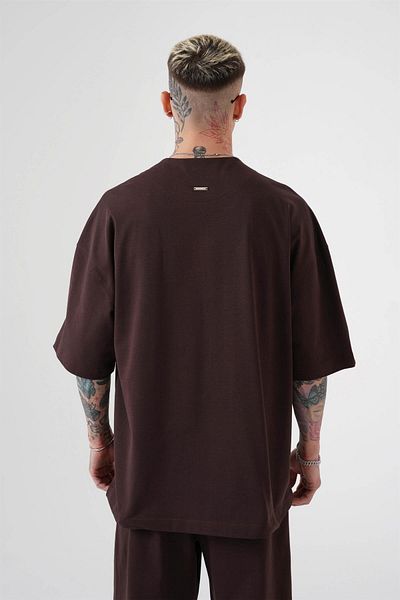 Machinist Ανδρικό μπλουζάκι Premium Single Jersey Basic Oversize καφέ