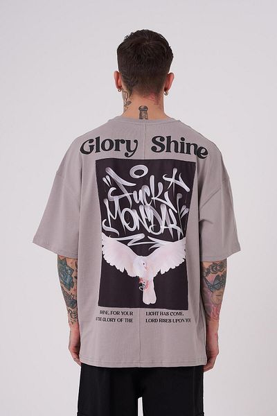 Machinist Ανδρικό μπλουζάκι Glory Shine Printed Oversize Ice Grey T-shirt