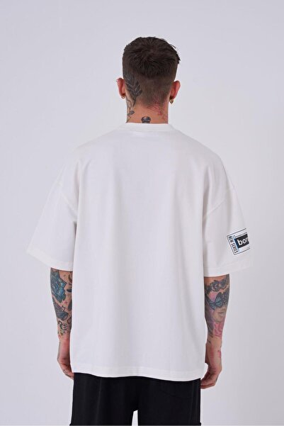 Machinist Men's Born Again Eye Printed Oversize Ecru T-Shirt