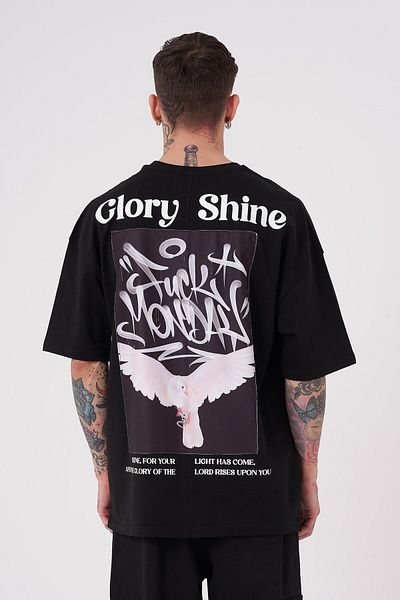 Machinist Ανδρικό μαύρο μπλουζάκι με στάμπα Glory Shine