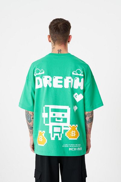 Machinist Ανδρικό μπλουζάκι Dream ROB με στάμπα μεγάλου μεγέθους ανοιχτό πράσινο