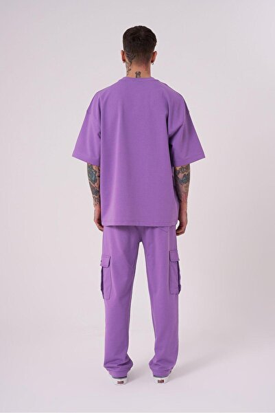 Machinist Ανδρικό Basic Cotton Oversize Νέο Νέο Μωβ T-Shirt