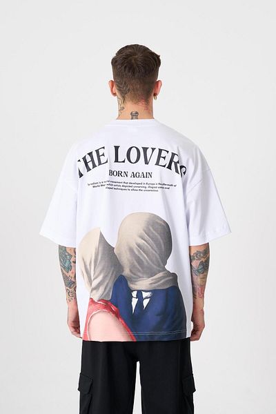 Machinist Ανδρικό λευκό μπλουζάκι με στάμπα The Lovers