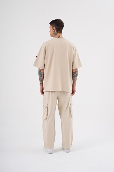 Machinist Ανδρικό μπλουζάκι με στάμπα με στάμπα μεγάλου μεγέθους ανοιχτό μπεζ