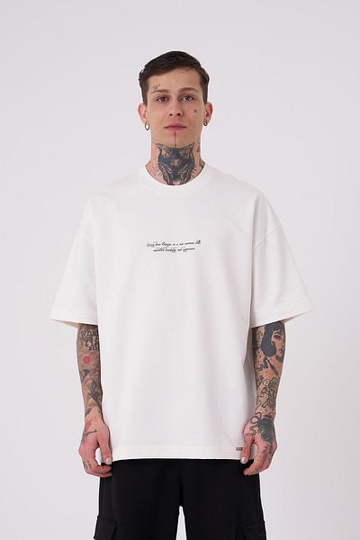 Machinist Ανδρικό μπλουζάκι Snake Aplique Printed Oversize Ecru