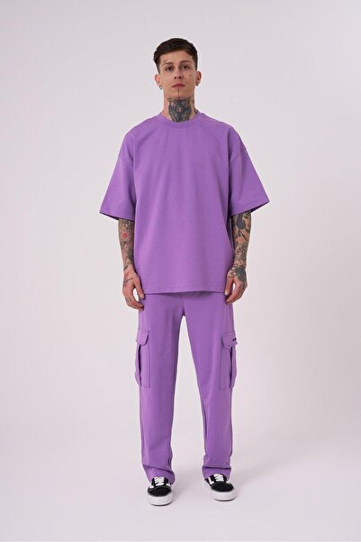 Machinist Ανδρικό Basic Cotton Oversize Νέο Νέο Μωβ T-Shirt