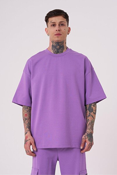 Machinist Ανδρικό Basic Cotton Oversize Νέο Νέο Μωβ T-Shirt