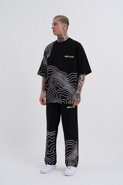 Machinist Oversize Men's Set - Black and White, Printed