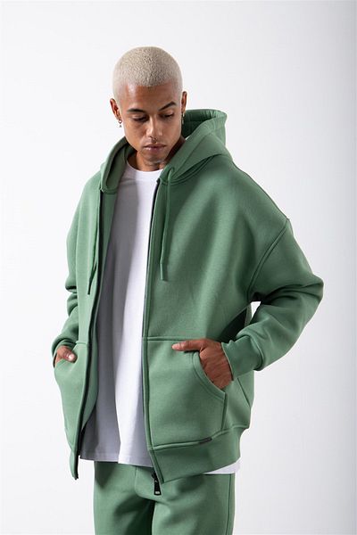 Machinist Φούτερ Aqua Green Oversize με κουκούλα με φερμουάρ
