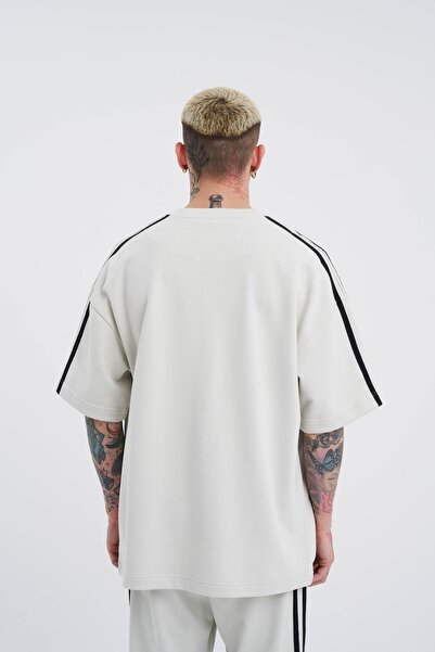 Machinist Men's Gray Oversize Suit - Basic Striped Sleeves