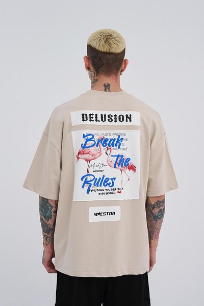 Machinist Ανδρικά - Break The Rules Printed Beige Oversize T-shirt