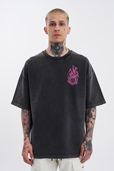 Machinist Ανδρικό μπλουζάκι oversized Asphalt - Washable Brush με τύπωμα