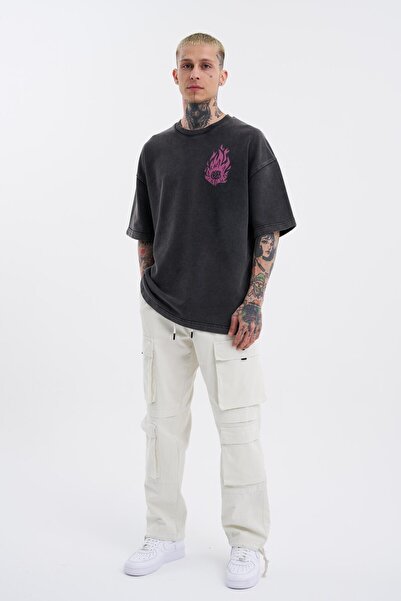 Machinist Ανδρικό μπλουζάκι oversized Asphalt - Washable Brush με τύπωμα