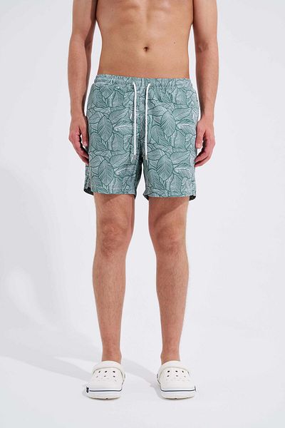 Machinist Green Men's Luxury Nature Printed Swim Shorts