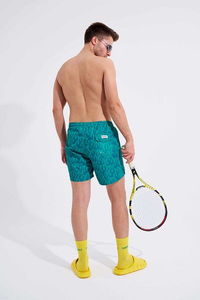 Machinist Green Men's Swim Shorts - Flames Printed