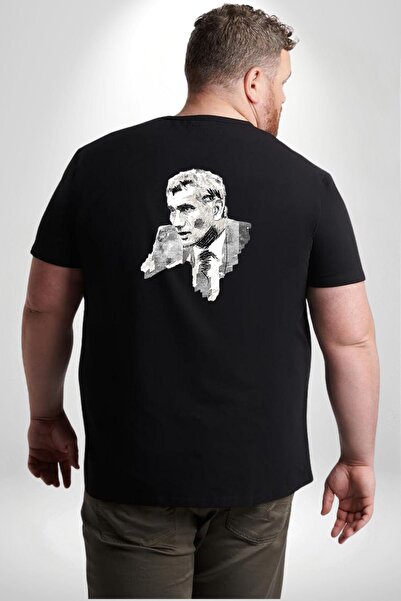 DESTİ GO تي شيرت أسود مقاس كبير باللون الأخضر - الفحم الجنوبي غير القابل للتغ...