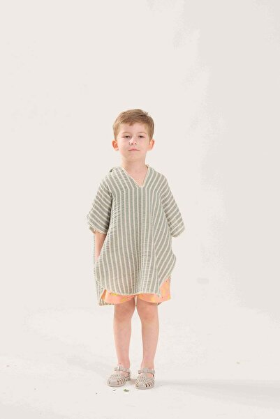 Miela Kids Ριγέ Muslin Poncho