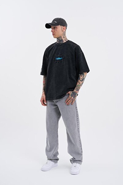 Machinist Ανδρικό oversized μπλουζάκι Asphalt Spotted - Born Again Eye Yıkamalı