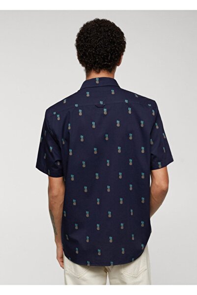 MANGO Man %100 Pamuklu Ananas Desenli Gömlek